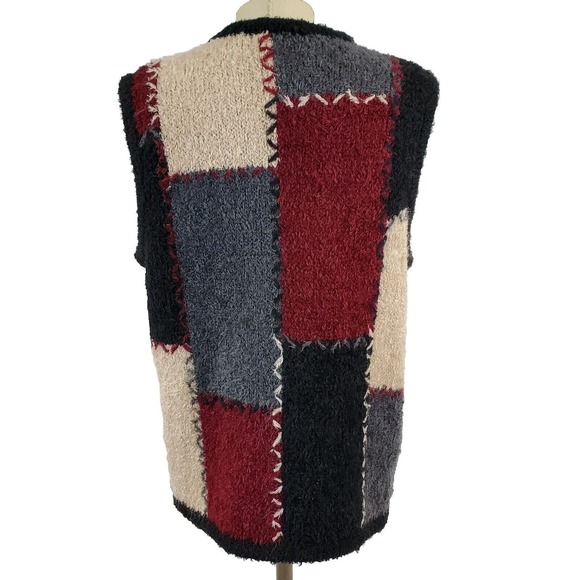 Christopher & Banks Patchwork Vest Sz L Mohair Cottagecore Hand Embroidered - Picture 4 of 14